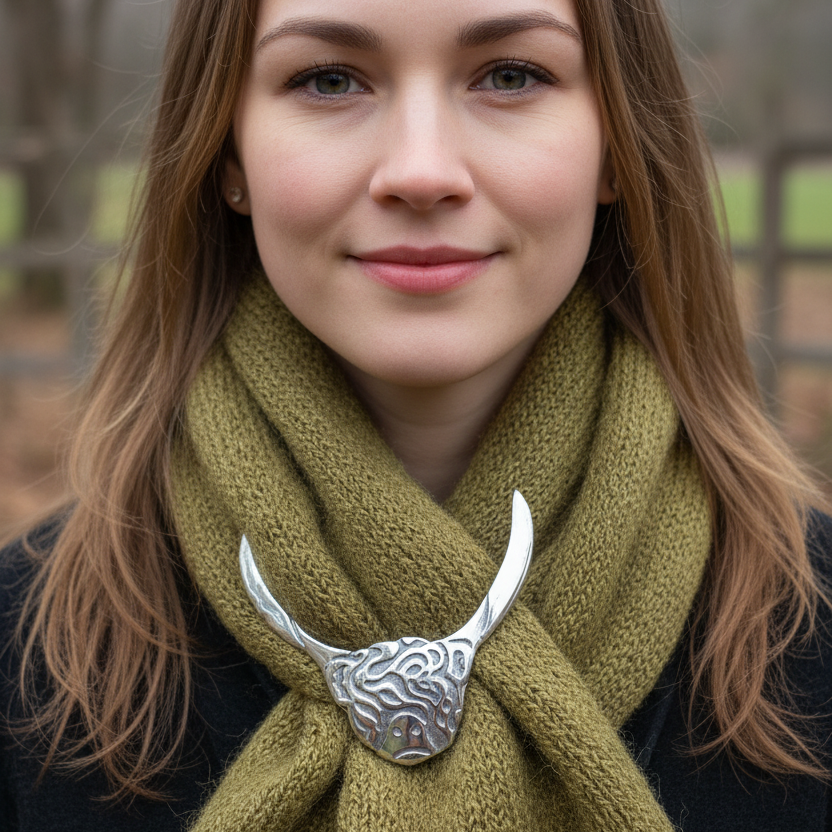 Scruffy Highland Cow Scarf Ring - Handmade in Scotland