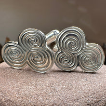 Load image into Gallery viewer, Artisan Newgrange Triple Spiral Cufflinks