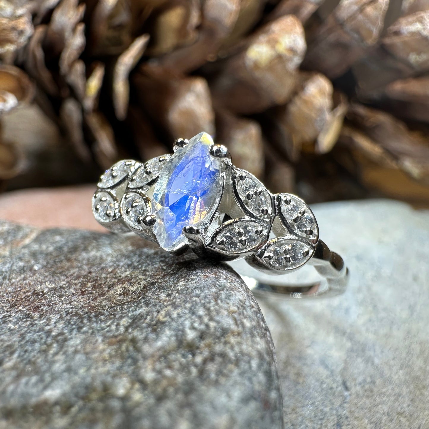 Laurel Moonstone Ring in Sterling Silver — view 9