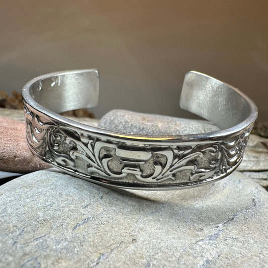Baroque Pewter Cuff Bracelet - Handmade in Scotland