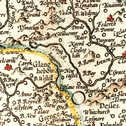 Vintage Map of The Kingdom of Ireland 1623 Wall Art