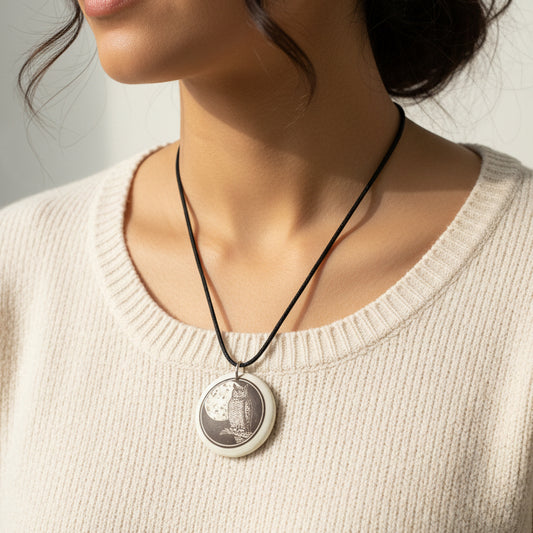 Artisan Great Horned Owl Necklace - Handmade in the U.S.A.