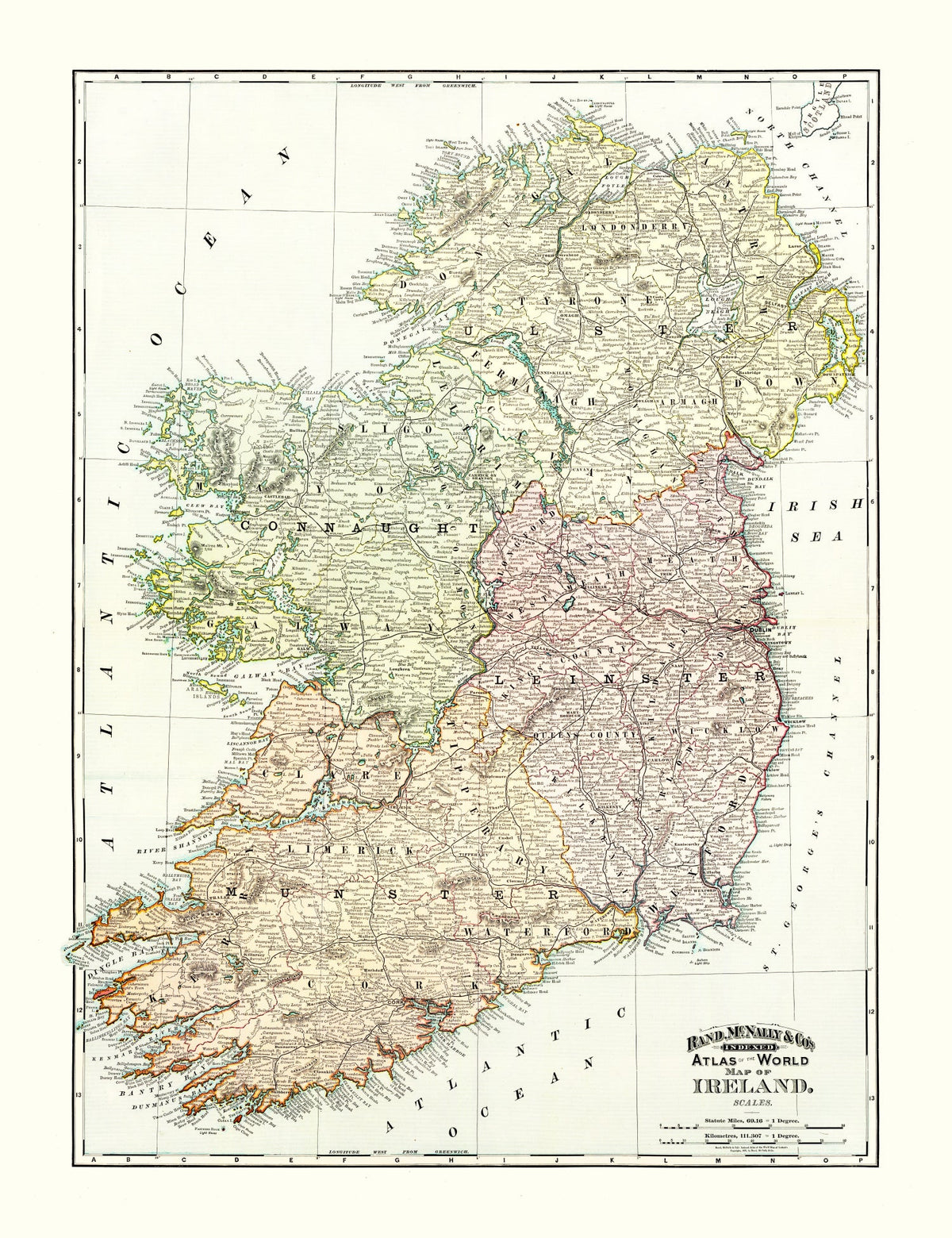 Vintage Map of Ireland 1897 Wall Art