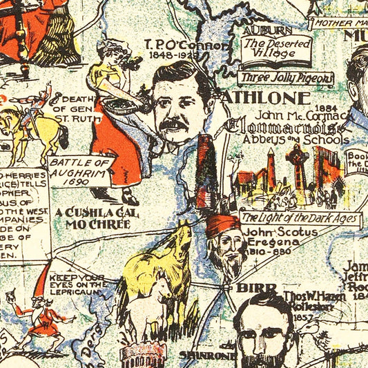 Vintage Story Map of Ireland 1936 Wall Art