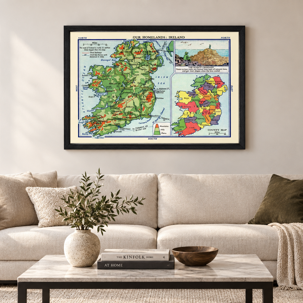 Our Homelands: Ireland Vintage Map 1935 Wall Art