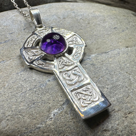 Load image into Gallery viewer, Amethyst Celtic Cross Necklace - Handmade in Scotland