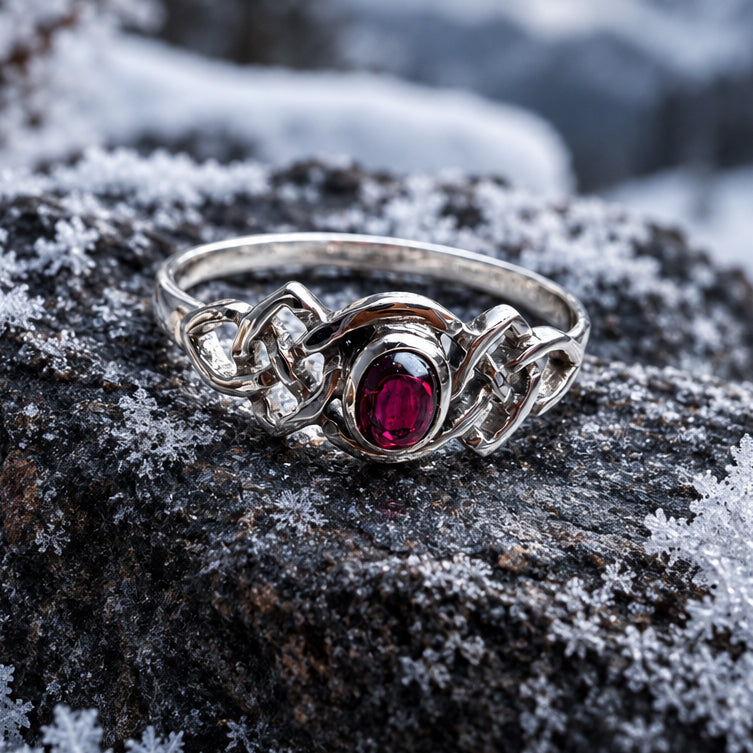 Dahlia Celtic Knot Garnet Ring for Women
