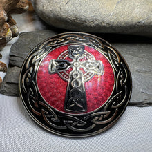 Load image into Gallery viewer, Enamel Celtic Cross Round Brooch