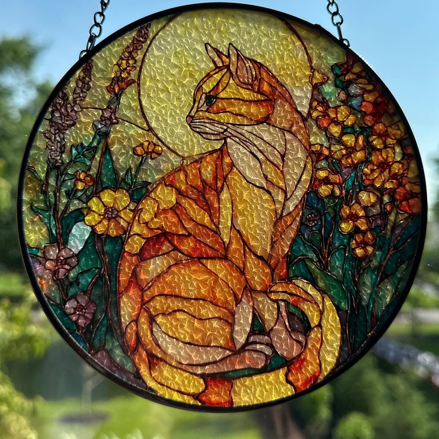 Yellow Moon Cat Suncatcher