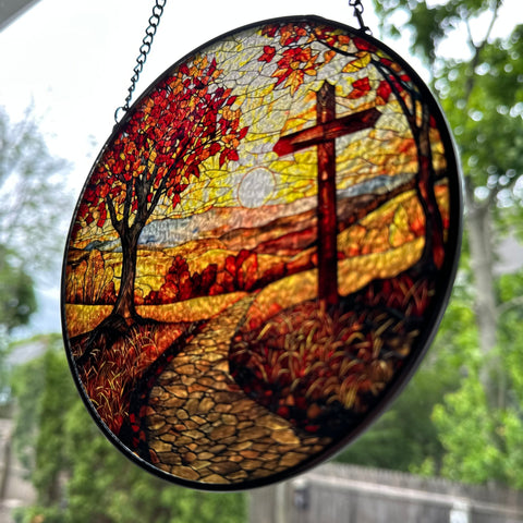 Load image into Gallery viewer, Autumn Cross Suncatcher