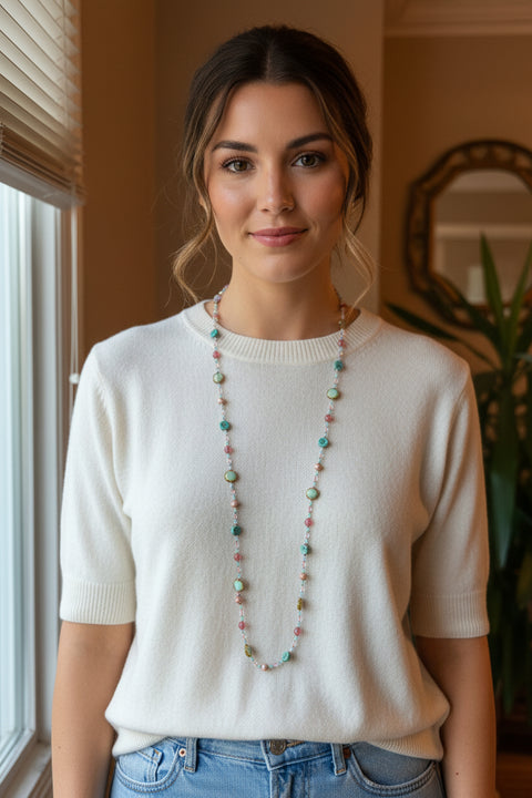 Load image into Gallery viewer, Pink Beach Blossom Long Necklace