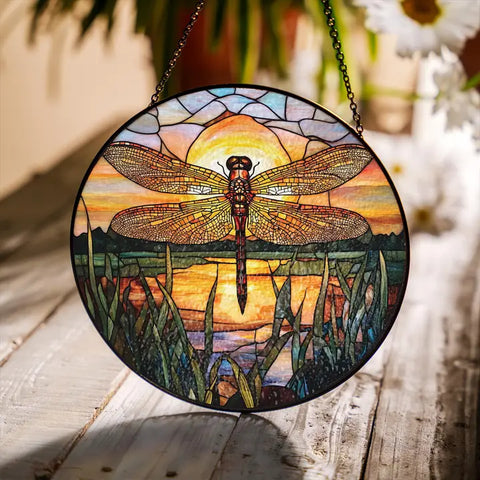 Load image into Gallery viewer, Sunset Dragonfly Suncatcher