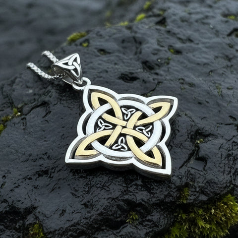 Load image into Gallery viewer, Classic Quaternary Knot Necklace in Sterling Silver