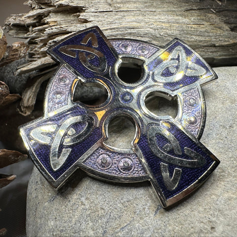 Load image into Gallery viewer, Enamel Celtic Cross Brooch
