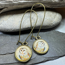 Load image into Gallery viewer, Winter Owl Art Earrings