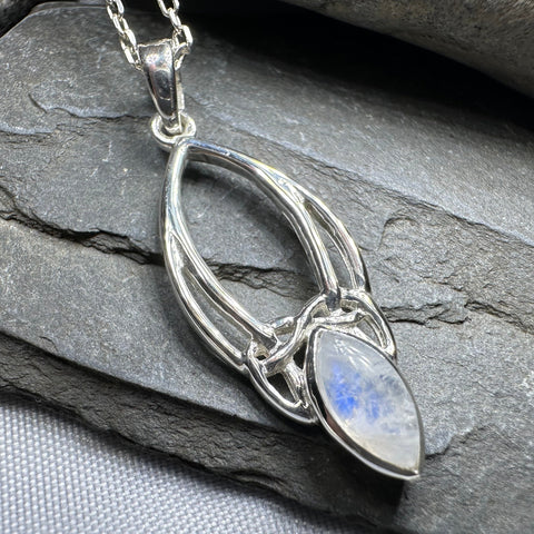 Load image into Gallery viewer, Elegant Moonstone Celtic Trinity Knot Necklace