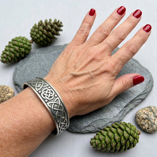 Celtic Dara Knot Pewter Bracelet - Handmade in England