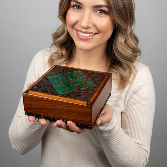 Celtic Four Corner Knot Keepsake Box - Handmade Wooden Box