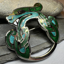 Load image into Gallery viewer, Enamel Celtic Dragon Brooch