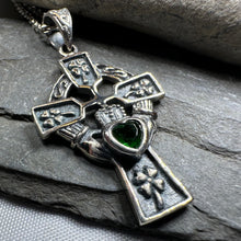 Load image into Gallery viewer, Irish Love Shamrock Claddagh Cross Necklace