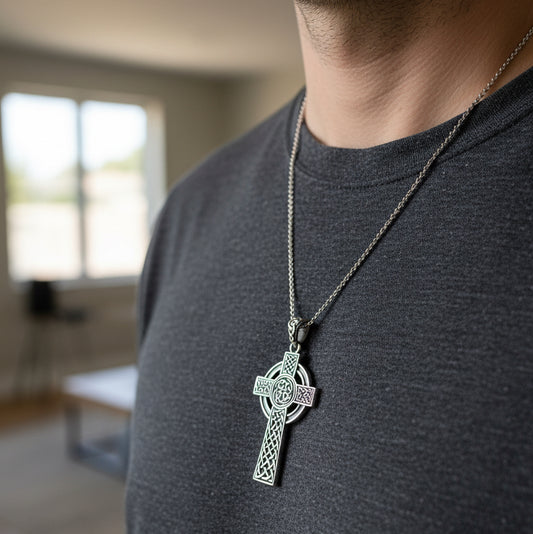 Kilcairn Celtic Cross Double Sided Necklace - Sterling Silver