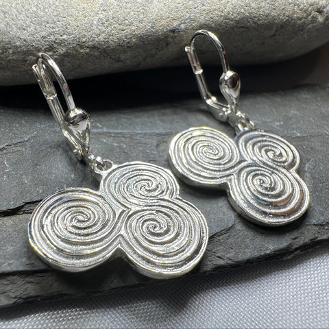 Load image into Gallery viewer, Artisan Newgrange Triple Spiral Earrings - Made in Ireland
