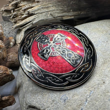 Load image into Gallery viewer, Enamel Celtic Cross Round Brooch