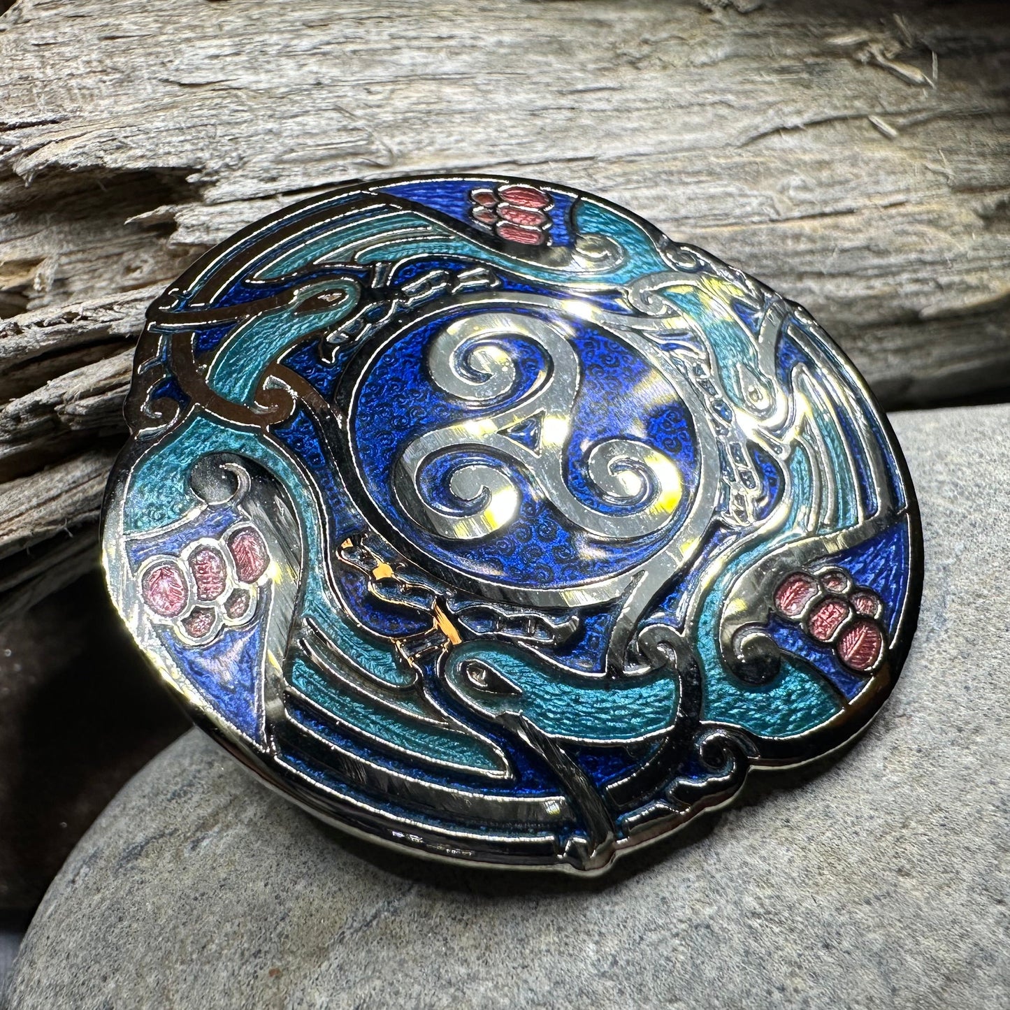Celtic Birds Enamel Brooch