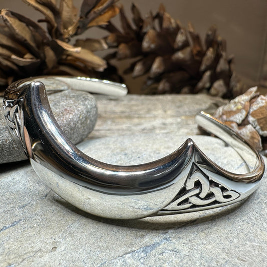 Lucina Celtic Moon Cuff Bracelet in Sterling Silver