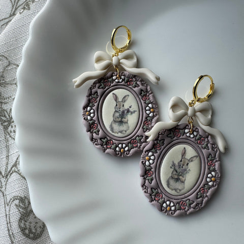 Load image into Gallery viewer, Lavender Bunny Frames Dangle Earrings for Women