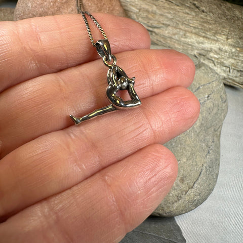 Load image into Gallery viewer, Yoga Pose Silver Necklace in Sterling Silver