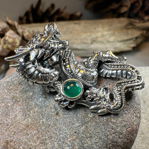 Load image into Gallery viewer, Avrae Marcasite Dragon Necklace in Sterling Silver