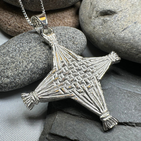 Load image into Gallery viewer, Artisan Sterling Silver Irish St. Brigid's Cross Necklace - Made in Ireland