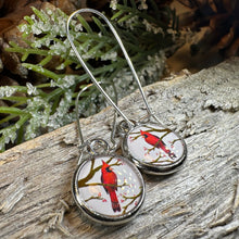 Load image into Gallery viewer, Winter Cardinal Art Earrings