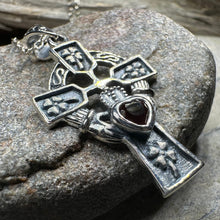 Load image into Gallery viewer, Irish Love Shamrock Claddagh Cross Necklace