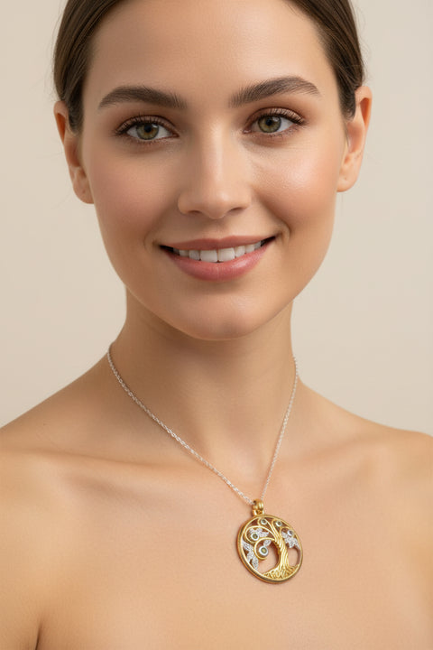 Load image into Gallery viewer, Avalon Tree of Life Necklace with Peridots
