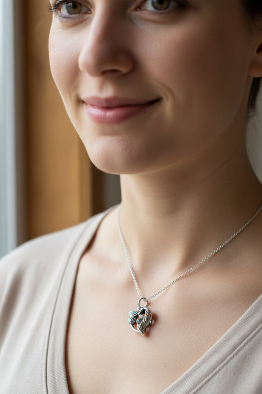 Erskine Scottish Thistle Necklace in Sterling Silver