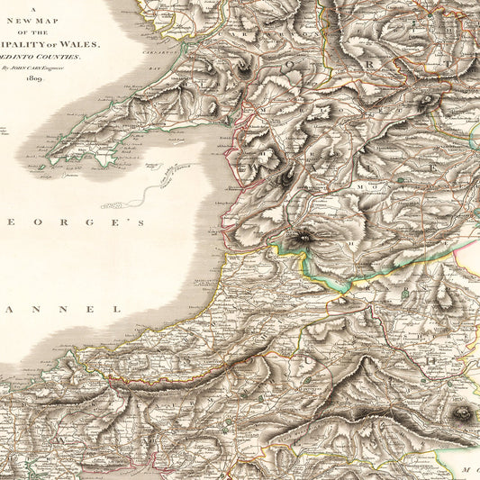 Vintage Map of Wales 1809 Wall Art