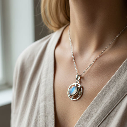 Moonstone Turtle Necklace — view 7