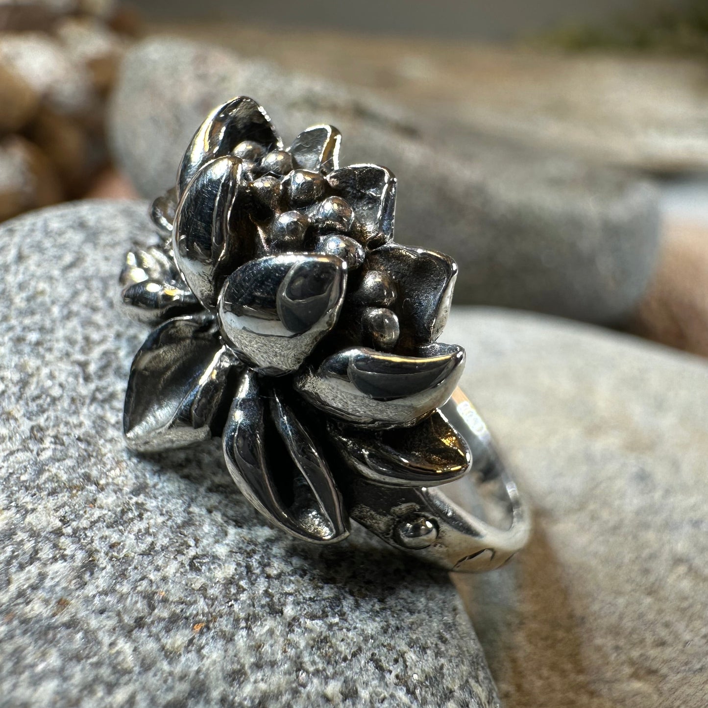 First Bloom Lotus Ring in Sterling Silver