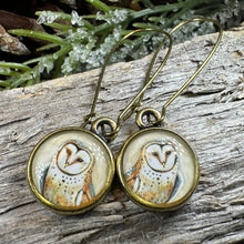 Load image into Gallery viewer, Winter Owl Art Earrings