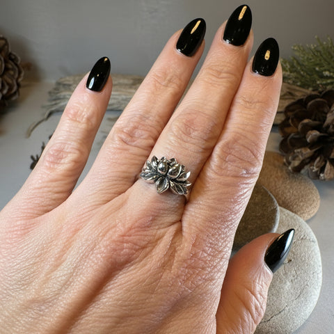 Load image into Gallery viewer, First Bloom Lotus Ring in Sterling Silver