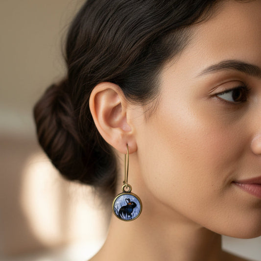Twilight Rabbit Art Earrings