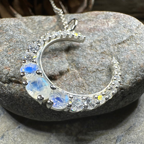 Load image into Gallery viewer, Moonstone Crescent Moon Necklace