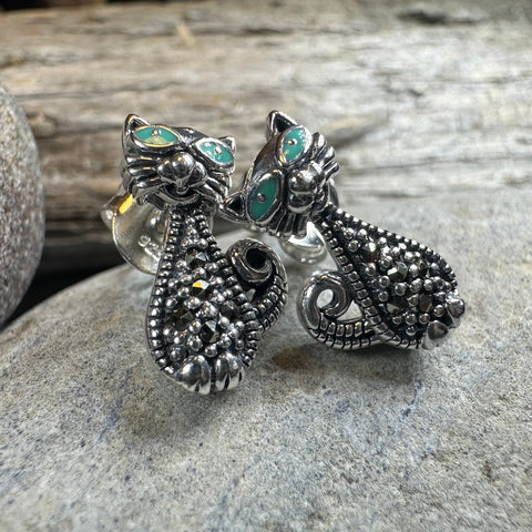 Load image into Gallery viewer, Curious Cat Stud Earrings