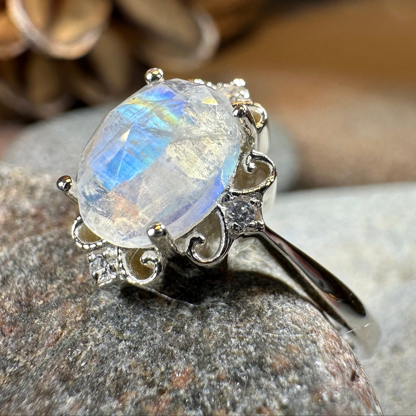 Allora Moonstone Ring in Sterling Silver