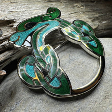 Load image into Gallery viewer, Enamel Celtic Dragon Brooch
