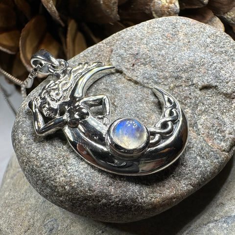 Load image into Gallery viewer, Gealach Moon Goddess Necklace with Moonstone