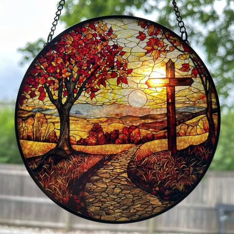 Load image into Gallery viewer, Autumn Cross Suncatcher