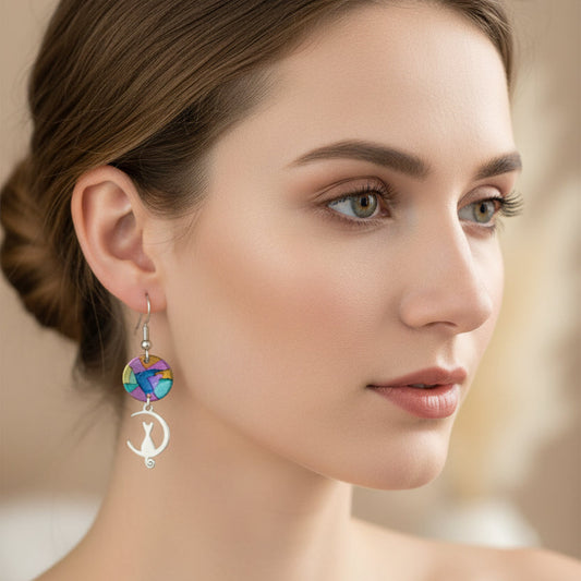 Colorful Cat Artisan Earrings